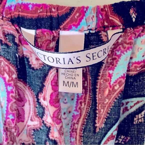 Victorias Secret Sleep Dress Stars & Paisley Pink Black Sz Medium Gorgeous - Picture 7 of 7